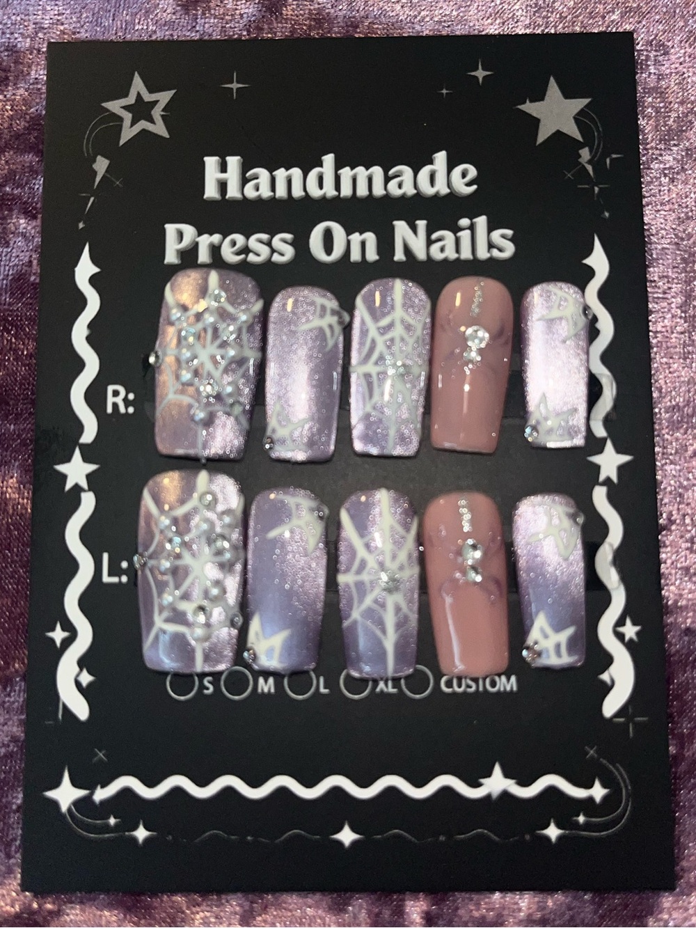Handmade Purple and Pink Press On Nails - Custom Set